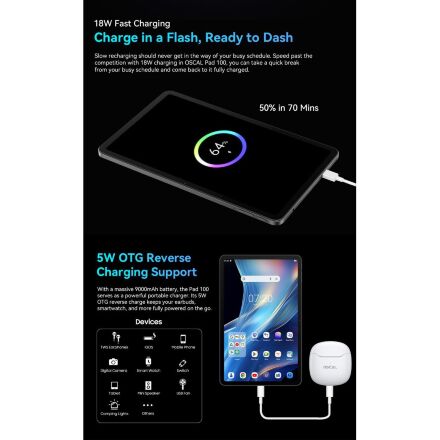 Планшет Oscal Pad 100 12.0" 6/256GB 4G (LTE) Sky Blue (6931548326335)