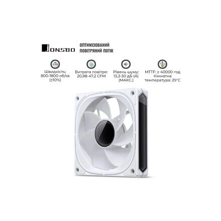 Кулер для корпуса JONSBO FR-505WR Reverse ARGB White
