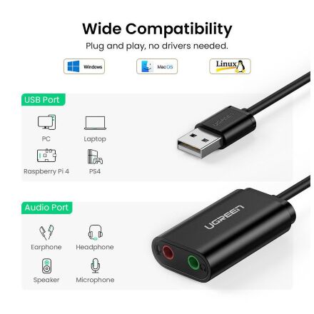 Звуковая плата Ugreen US205 black (30724)