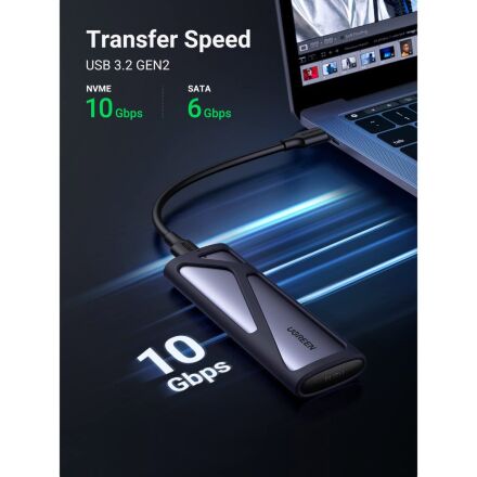 Карман внешний Ugreen SSD M.2 (NVME) M-KEY UGREEN 3.2 GEN2 CM400 gray (90264)