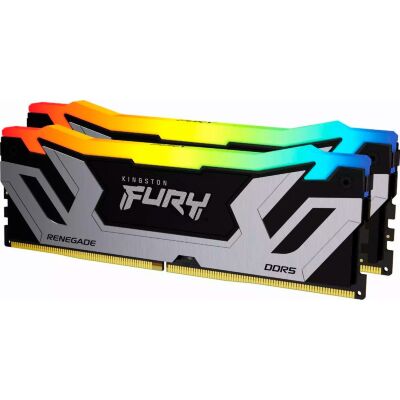Модуль памяти для компьютера DDR5 48GB (2x24GB) 8400 MHz Renegade RGB Silver XMP Kingston Fury (ex.HyperX) (KF584CU40RSAK2-48)